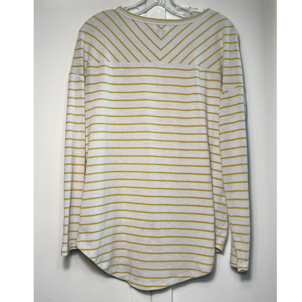 Old Navy Womens Yellow White Striped Long Sleeve Pocket Tee Relaxed Fit S 774750 - Picture 2 of 6